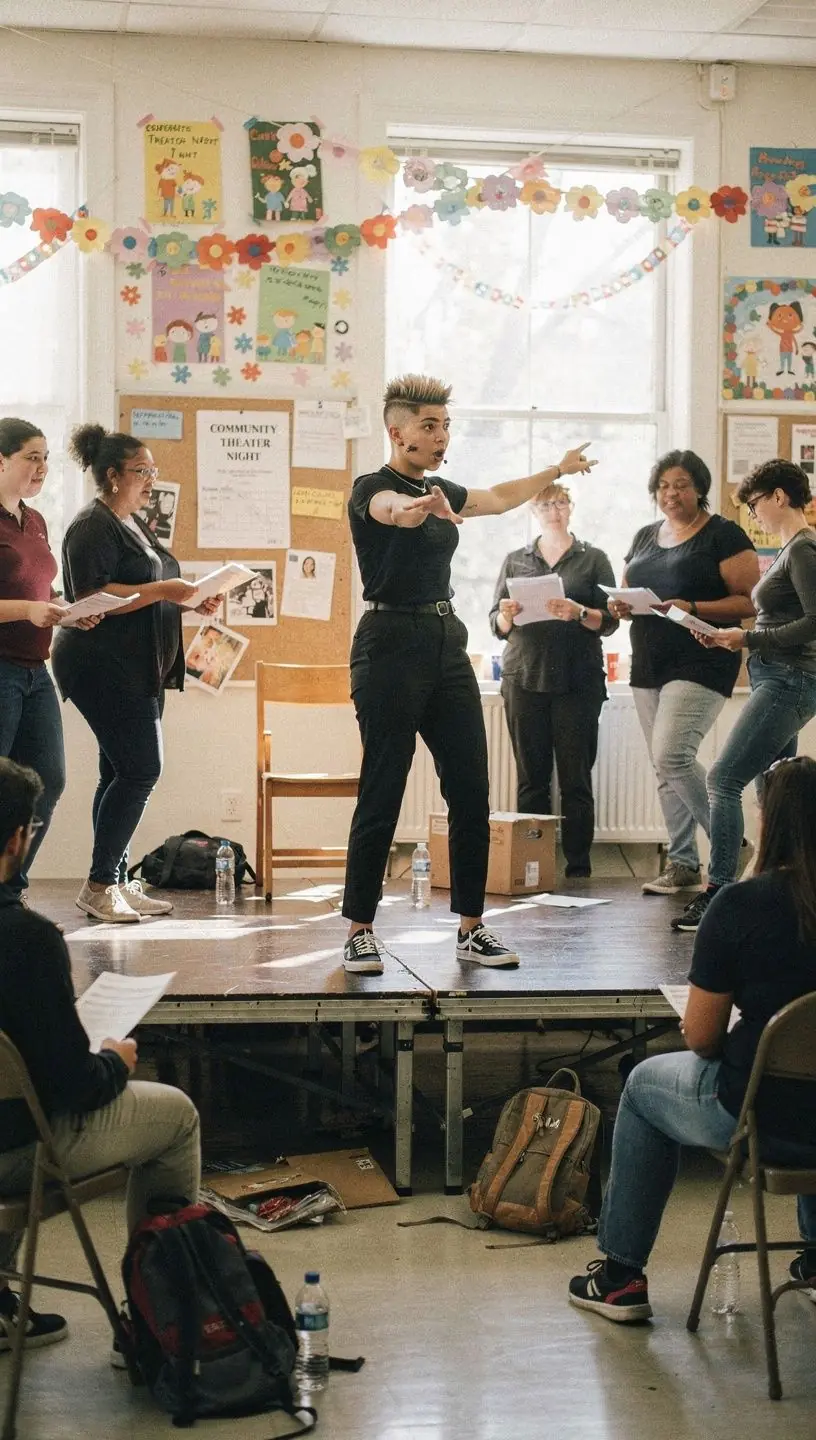 Ein Schauspieler übt eine Szene vor einer Kamera in einem gemütlichen Heimstudio.